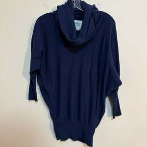 Between Me & You Cowl Neck Sweater Womens S Navy Oversized Dolman Slouchy
